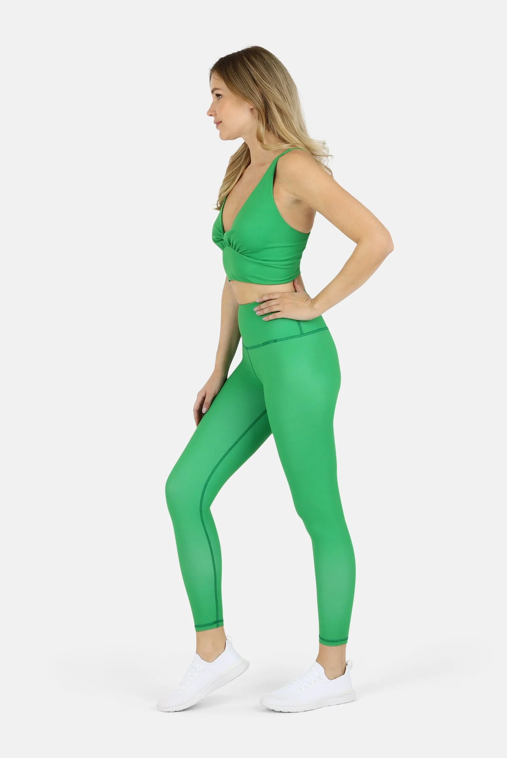 Lezat Bra Ada Organic Cotton Twist Around Sports Bra - Kelly Green