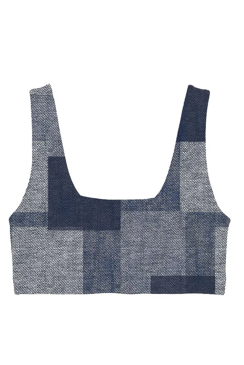 Lezat Bra Denim Patchwork / XS Klara Organic Cotton Twist Back Sport Bra