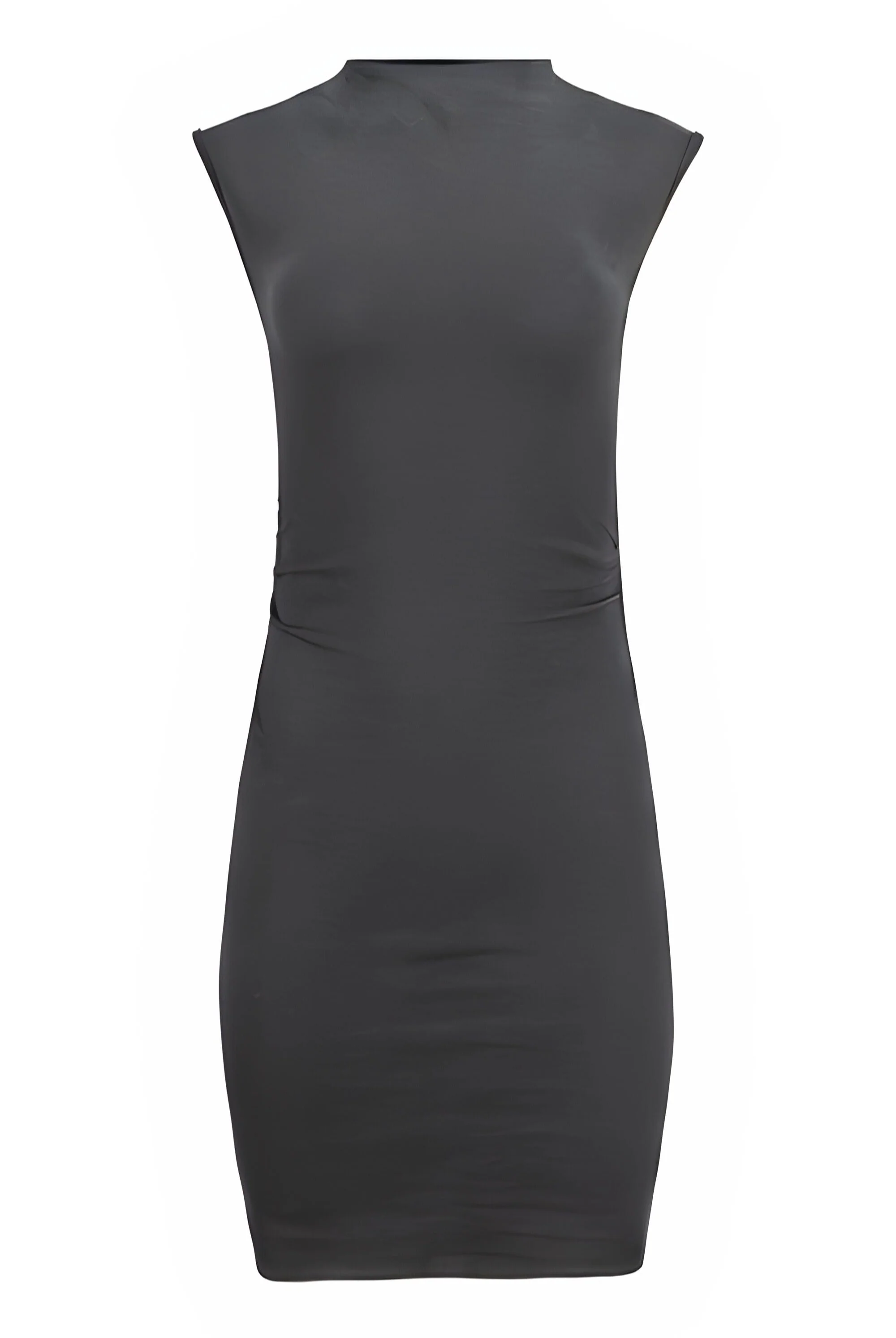 Lezat Dress Dark Heather Gray / XS Kara Cotton Mock Neck Ruched Mini Dress