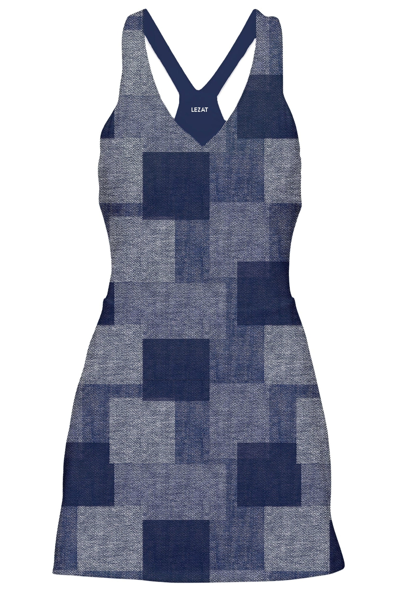 Lezat Dress Denim Patchwork / XS Isla Racerback Organic Cotton Sport Dress