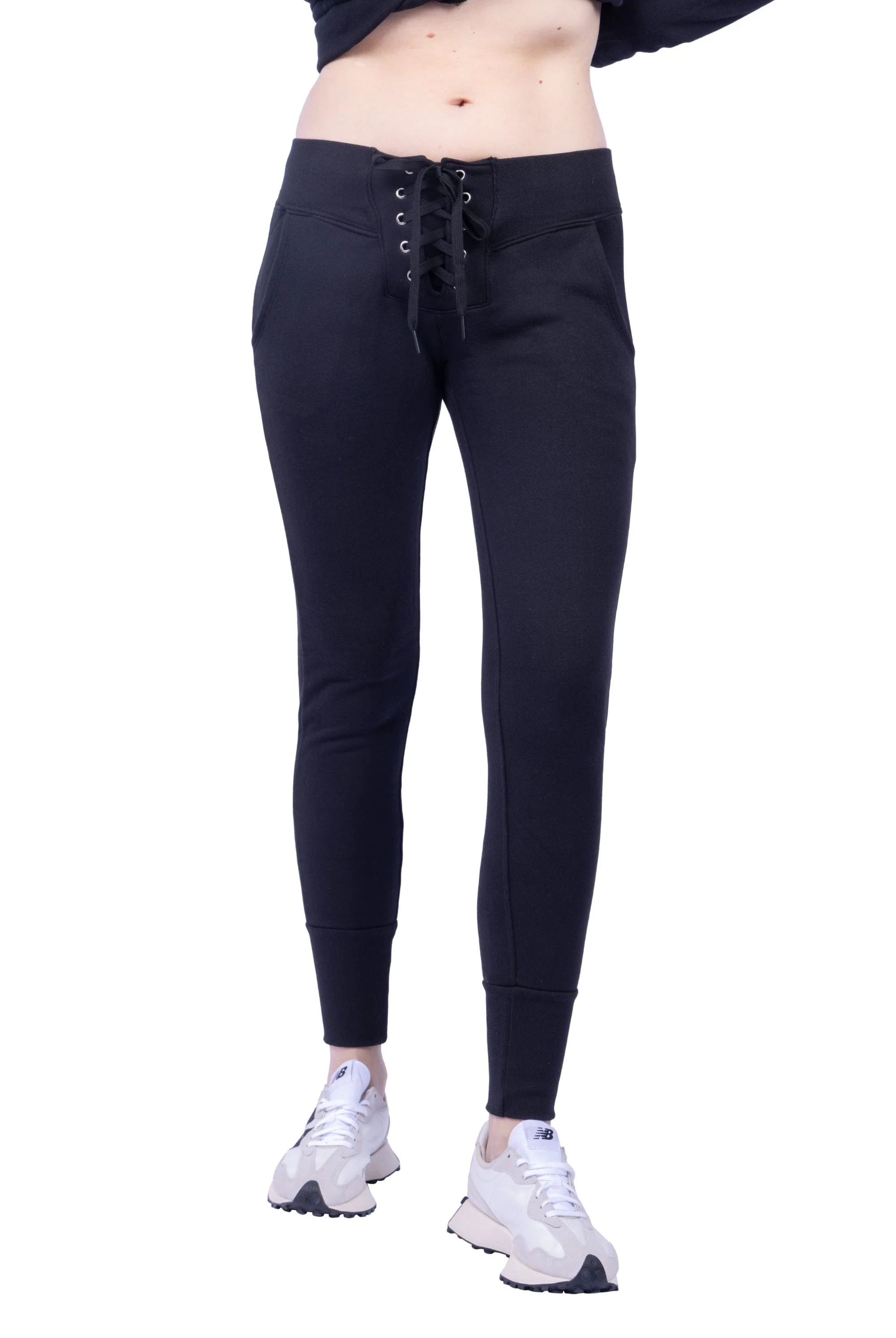 Lezat Sweatpant Kelly Slim Lace-Up French Terry Organic Cotton Sweatpant - Black